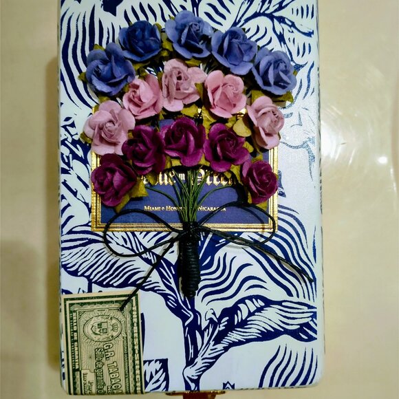 Suenos de Saundra Upcycled Collection, RARE Blue in Green Cigar Box, Home Decor - Picture 10 of 10